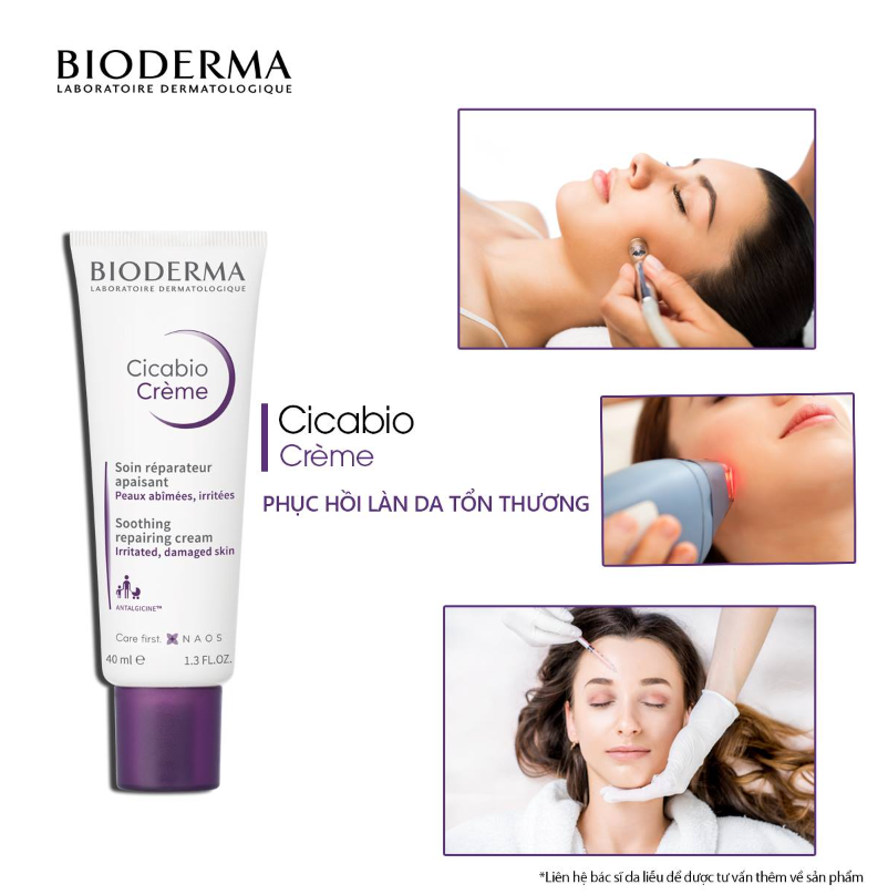 Kem dưỡng phục hồi da và làm dịu làn da tổn thương Bioderma Cicabio Crème 40ml