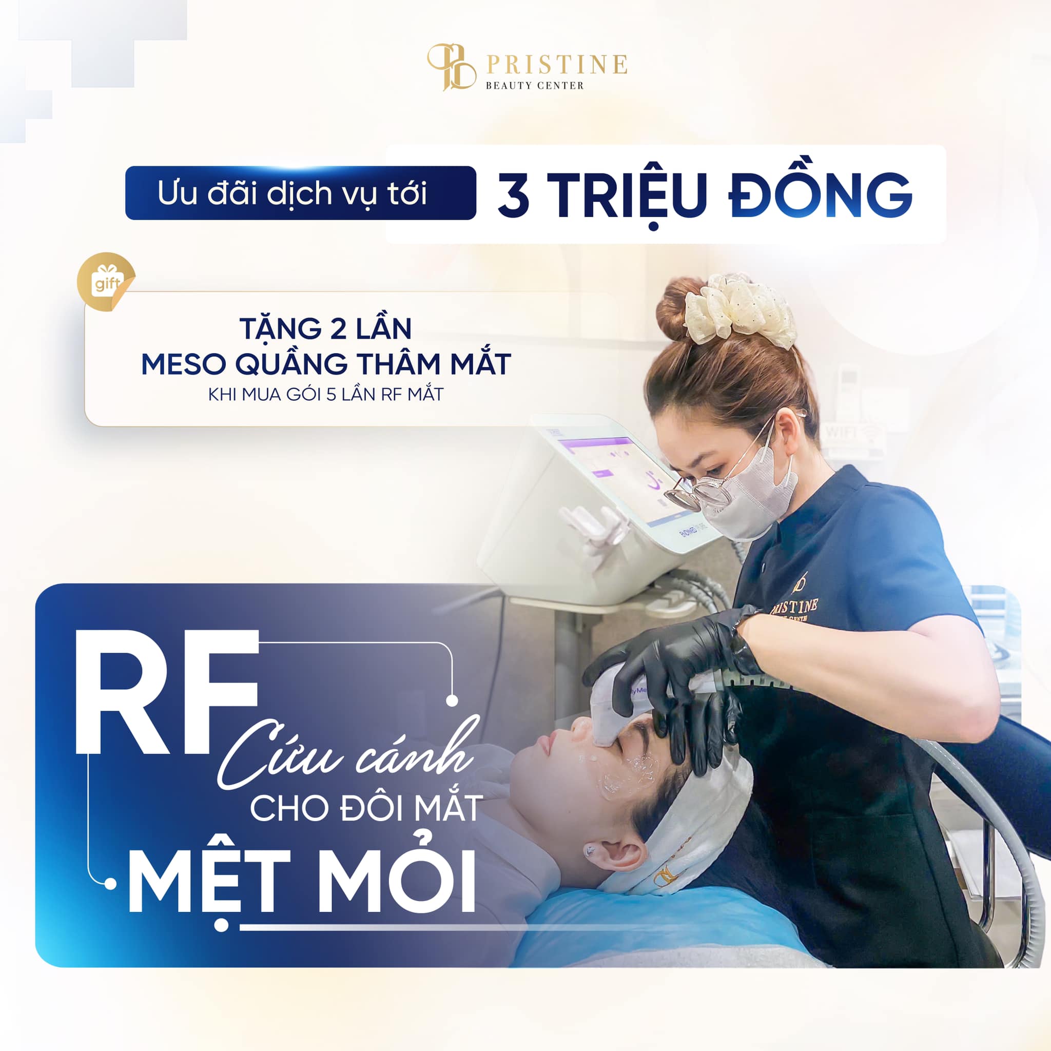 10 cách xóa thâm quầng mắt nhanh, an toàn, dễ thực hiện tại nhà 4 Kết hợp RF - Cách xóa thâm quầng mắt nhanh và an toàn
