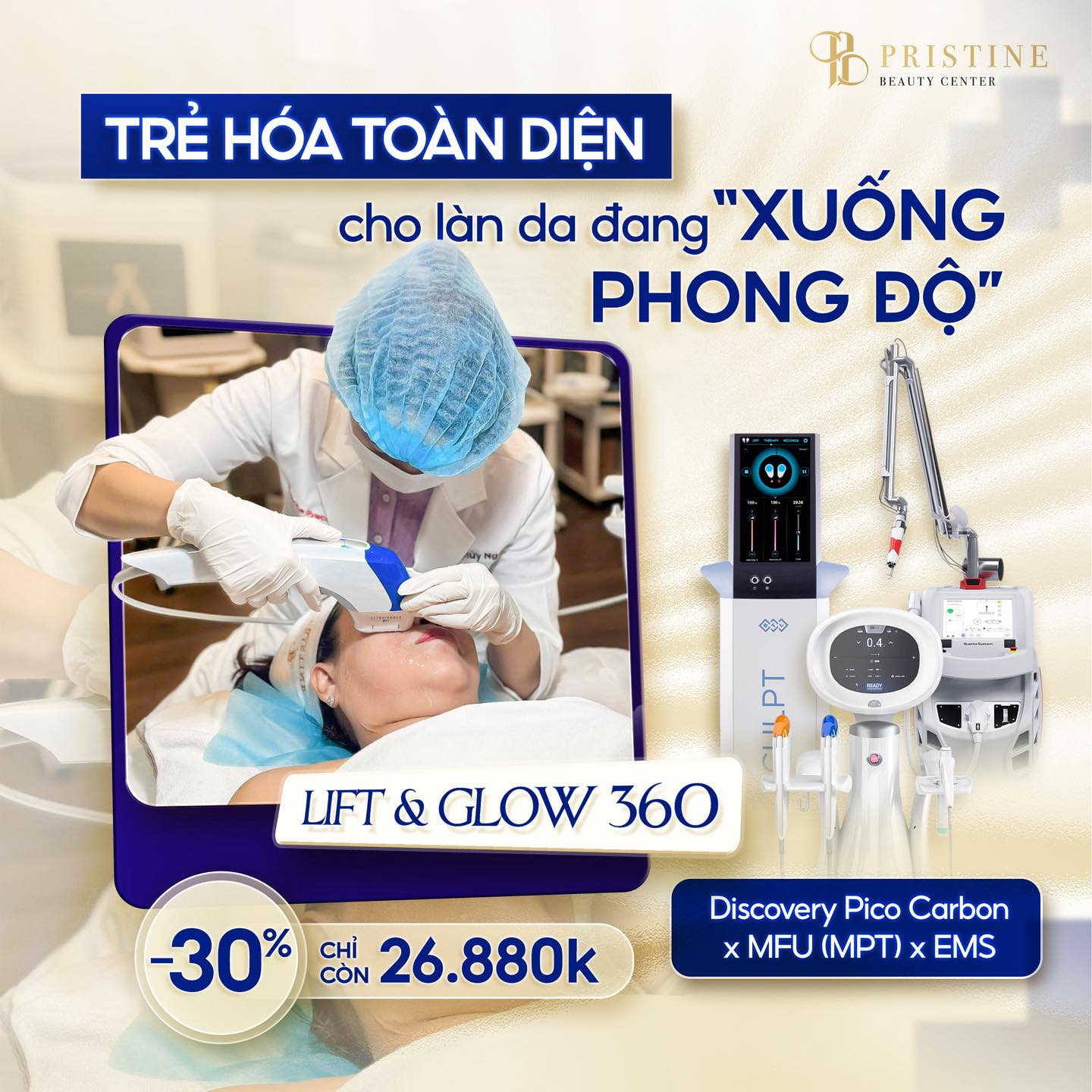 Trẻ hoá toàn diện bằng phương pháp công nghệ cao an toàn tại Pristine Beauty Center
