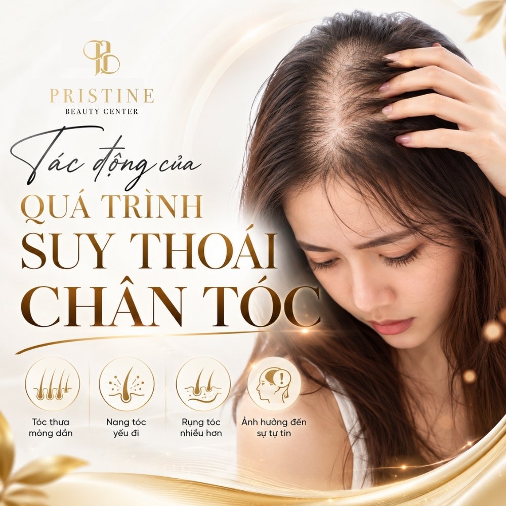Nơi điều trị mọc tóc uy tín tại Biên Hòa - Phòng khám Da liễu Thẩm mỹ Pristine Beauty Center 2 Tác động của quá trình suy thoái chân tóc